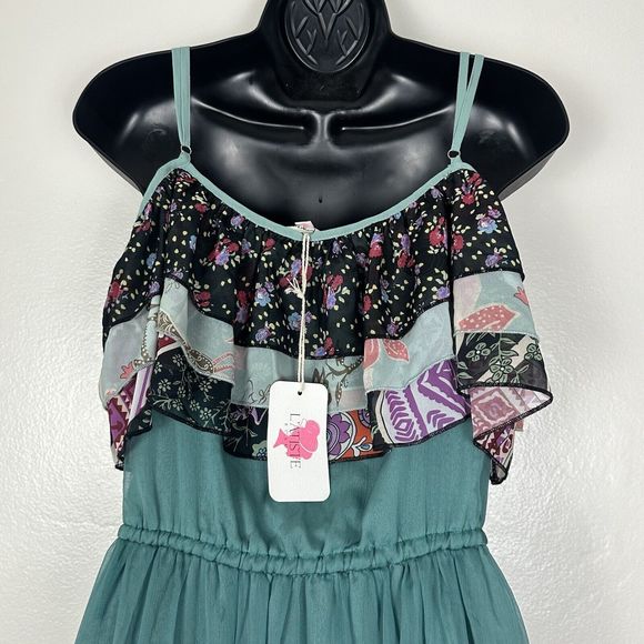 NWT Latiste By Amy Free Spirit Flowy Deep Sage Tiered Midi Dress Size S - Picture 9 of 14